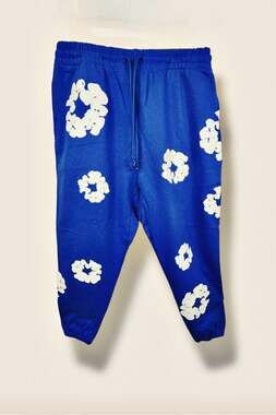 Denim Tears Cotton Wreath Sweatpants Royal Blue Size L Made in Portugal NWT